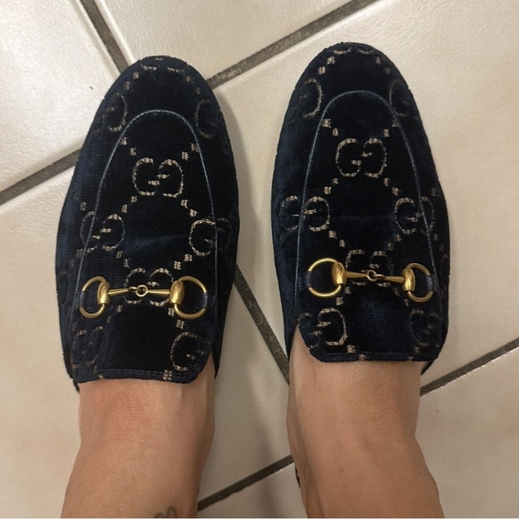 Gucci Princeton Velvet Monogram Flats Mules - Picture 7 of 7